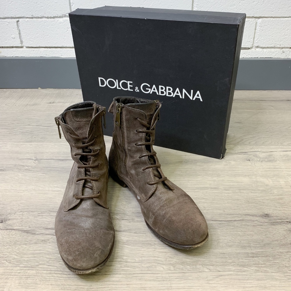 Dolce and Gabbana Brown Lace-up Boots